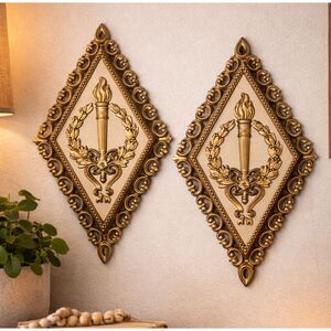 Vintage Homco Gold Wall Plaque Torch Laurel Design | Hollywood Regency